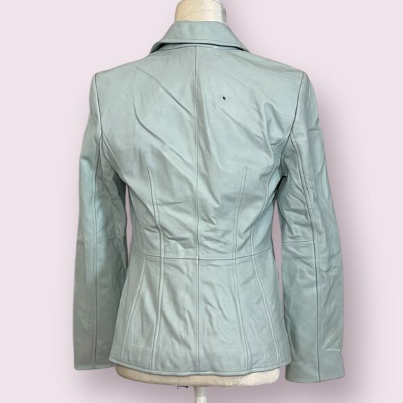 Caslon Women's Genuine Leather Jacket Button Blue Size Small - Picture 3 of 14